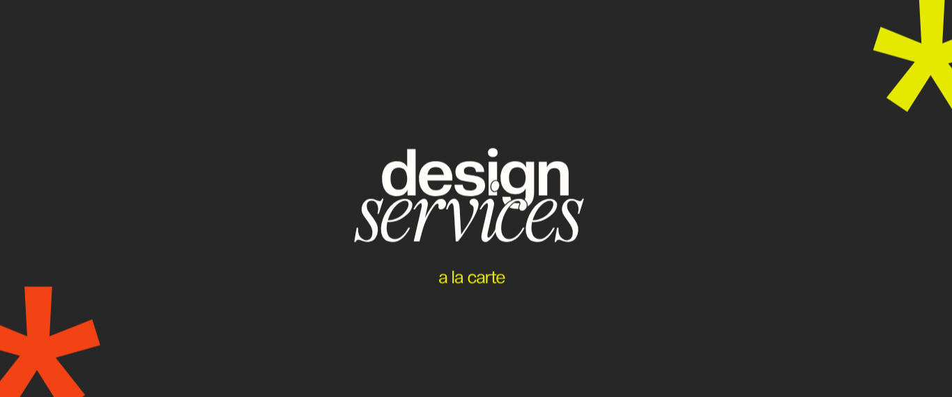 Text 'Design services' with 'a la carte' on a black background
